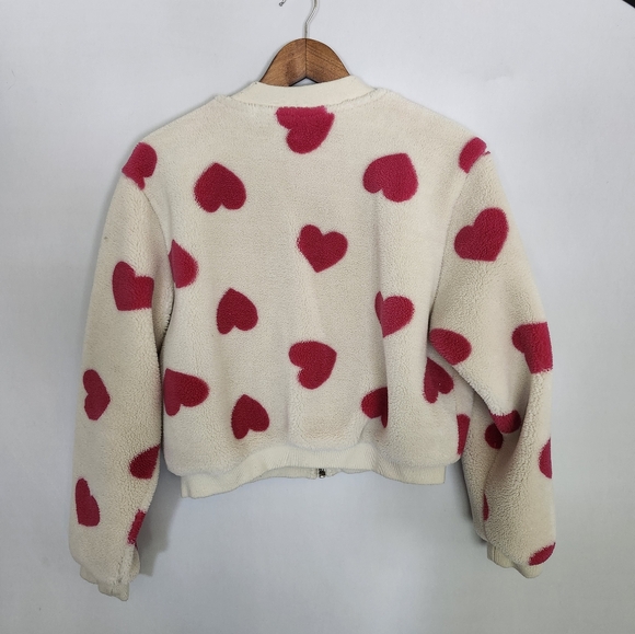 All-Over Heart Print Sherpa Jacket Size M - Picture 7 of 7